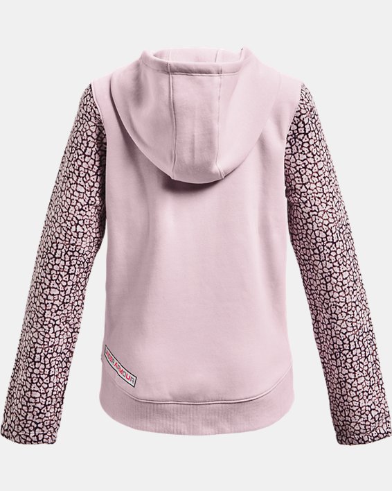 Haut entièrement zippé UA Rival Fleece pour fille, Pink, pdpMainDesktop image number 1